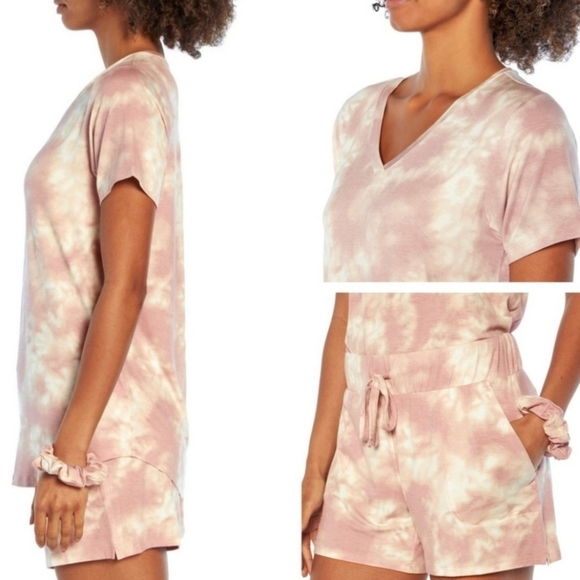 Wildfox 2Piece Shorts & Top Lounge Set Pink Tye Dye - Picture 3 of 12